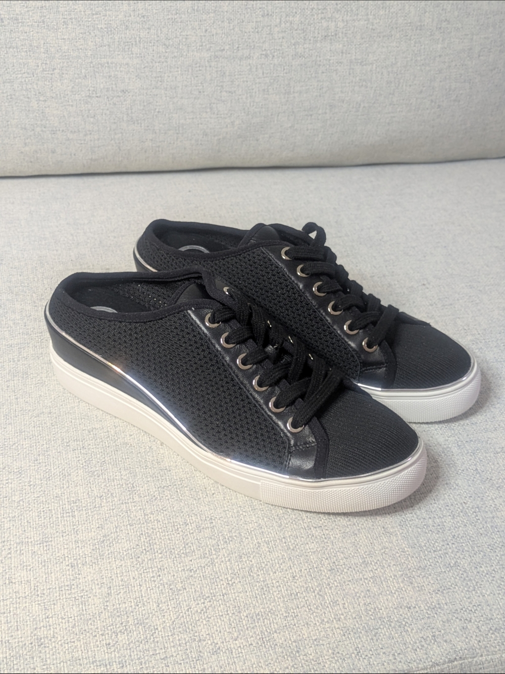 Wishbone Collection Women’s Black Mesh Mule Sneakers Backless Shoes Size 9